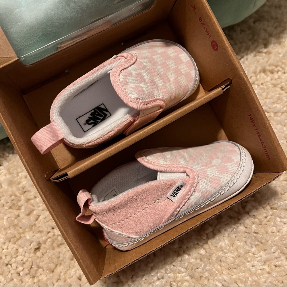 VANS BABY Pink Checkered Slip-On Shoes